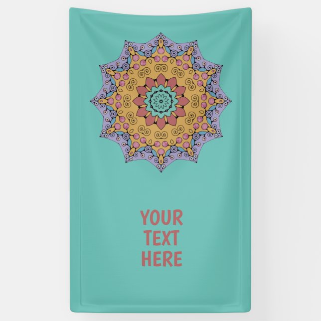 Hand Painting Mandala Clock Face 1 Banner (Vertical)