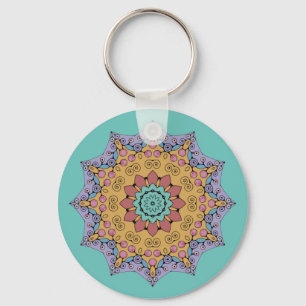 Hand Painting Mandala Clock Face 1 Key Ring