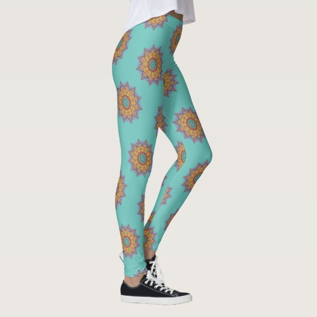 Hand Painting Mandala Clock Face 1 Leggings (Right)