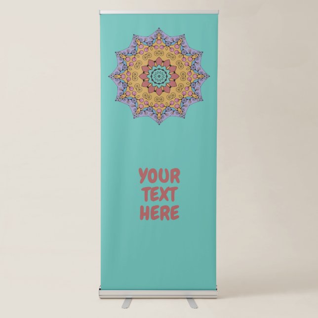Hand Painting Mandala Clock Face 1 Retractable Banner (Front)