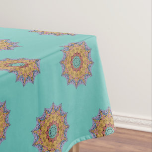 Hand Painting Mandala Clock Face 1 Tablecloth