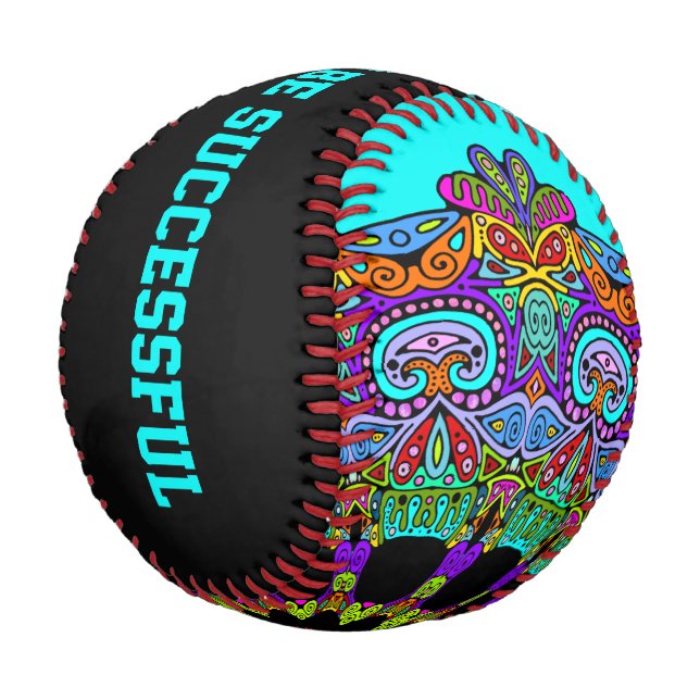 Hand Painting Mandala Clock Face 24 Baseball (Angled)