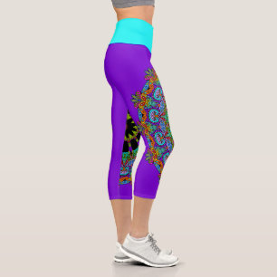 Hand Painting Mandala Clock Face 24 Capri Leggings