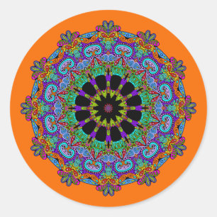 Hand Painting Mandala Clock Face 24 Classic Round Sticker