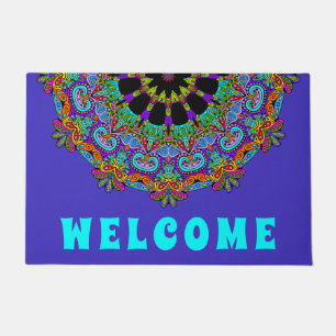 Hand Painting Mandala Clock Face 24 Doormat