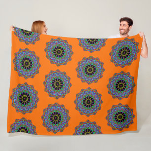 Hand Painting Mandala Clock Face 24 Fleece Blanket