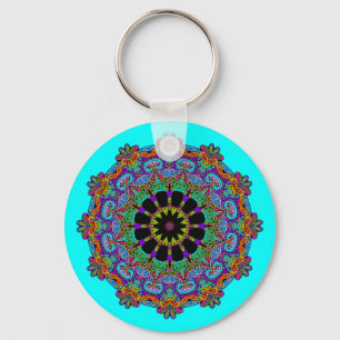 Hand Painting Mandala Clock Face 24 Key Ring