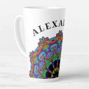 Hand Painting Mandala Clock Face 24 Latte Mug
