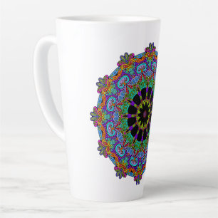 Hand Painting Mandala Clock Face 24 Latte Mug