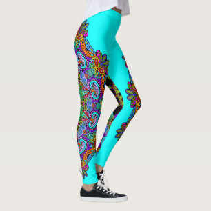 Hand Painting Mandala Clock Face 24 Leggings