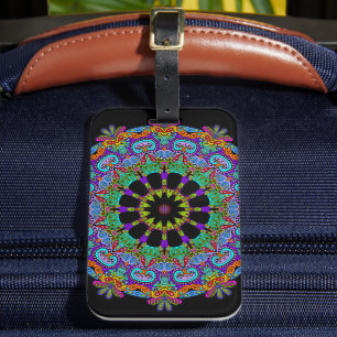 Hand Painting Mandala Clock Face 24 Luggage Tag