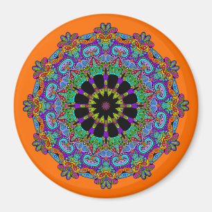 Hand Painting Mandala Clock Face 24 Magnet