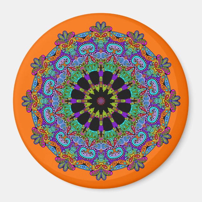 Hand Painting Mandala Clock Face 24 Magnet (Front)