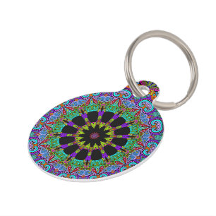 Hand Painting Mandala Clock Face 24 Pet Tag