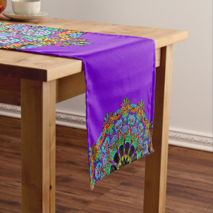 Hand Painting Mandala Clock Face 24 Short Table Runner