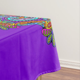 Hand Painting Mandala Clock Face 24 Tablecloth
