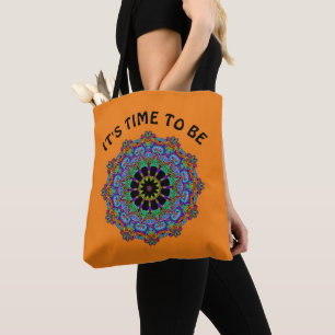 Hand Painting Mandala Clock Face 24 Tote Bag