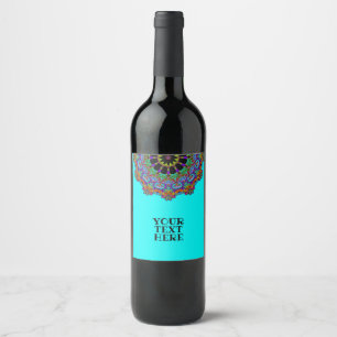 Hand Painting Mandala Clock Face 24 Wine Label