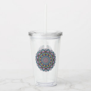 Hand Painting Mandala Clock Face 3 Acrylic Tumbler