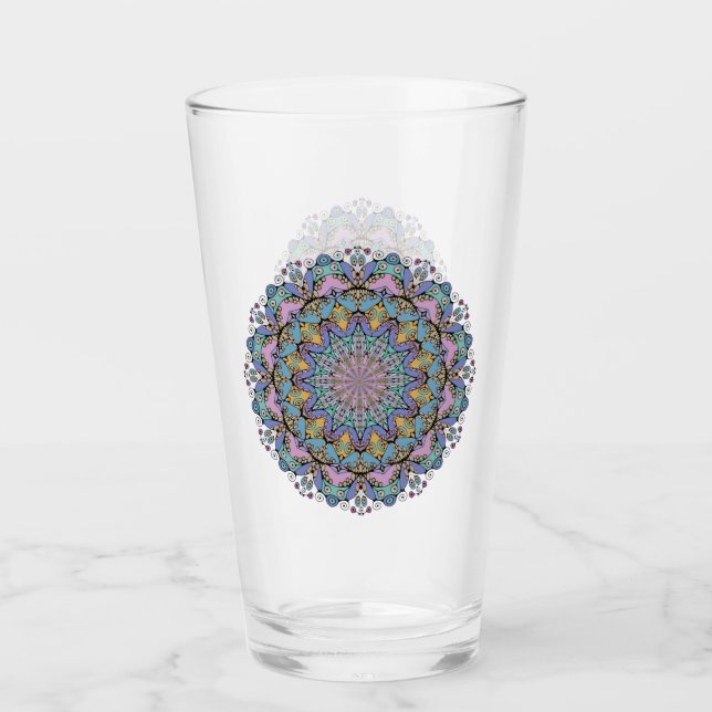 Hand Painting Mandala Clock Face 3 Glass (Front)