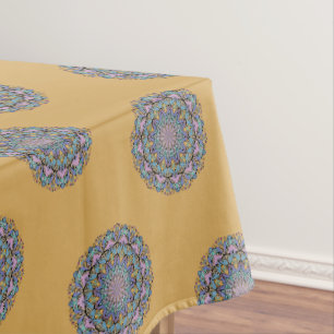 Hand Painting Mandala Clock Face 3 Tablecloth