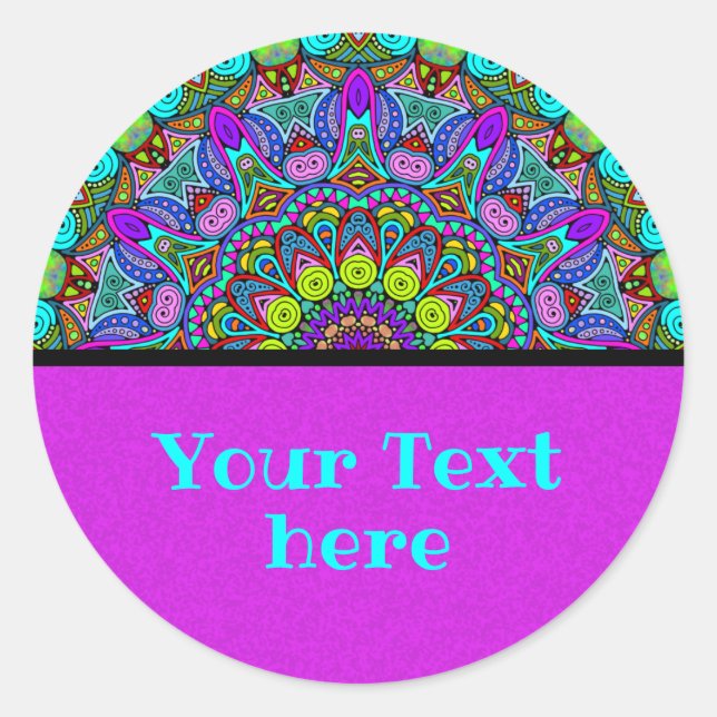 Hand Painting Mandala Clock Face 4 Classic Round Sticker (Front)