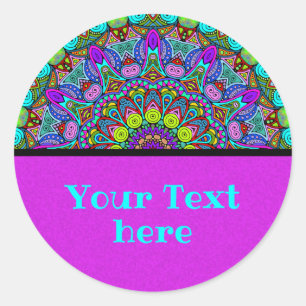 Hand Painting Mandala Clock Face 4 Classic Round Sticker