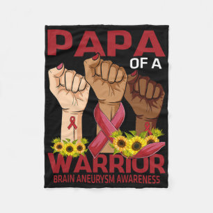Hand Papa Of A Warrior Brain Aneurysm Awareness Su Fleece Blanket