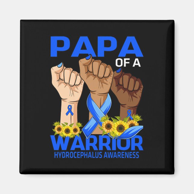 Hand Papa Of A Warrior Hydrocephalus Awareness Sun Magnet (Front)