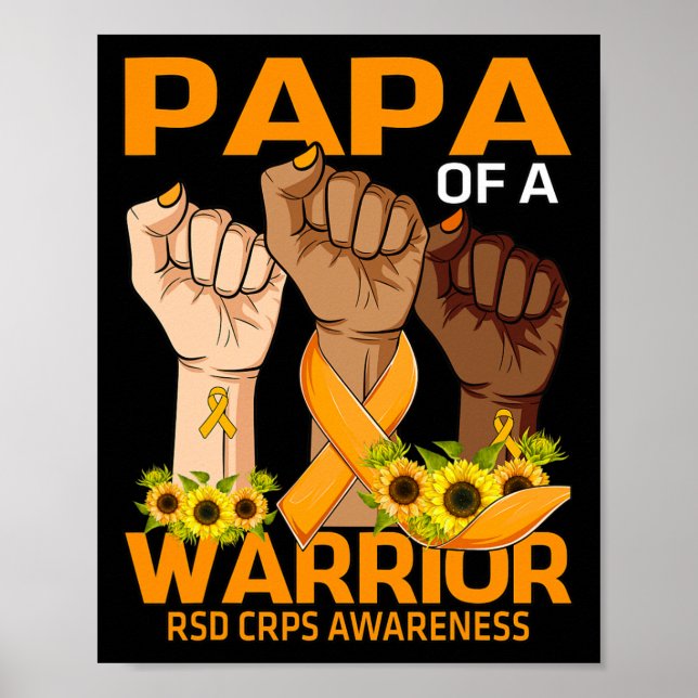 Hand Papa Of A Warrior Rsd Crps Awareness Sunflowe Poster (Front)