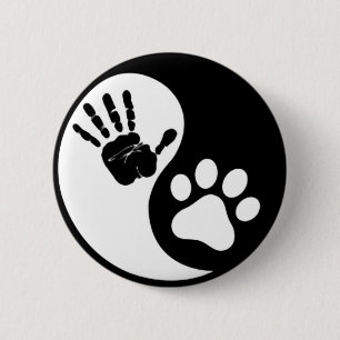Hand Paw Yin Yang 6 Cm Round Badge