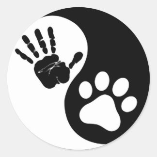 Hand Paw Yin Yang Classic Round Sticker