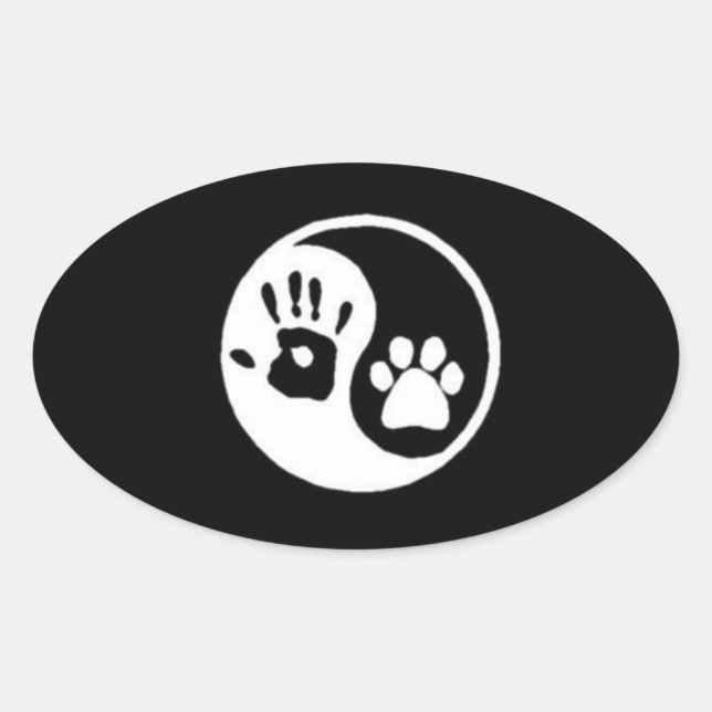 Hand/Paw Yin-Yang Symbol Oval Sticker (Front)