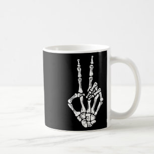 Hand Peace Sign Halloween Costume Bones Coffee Mug