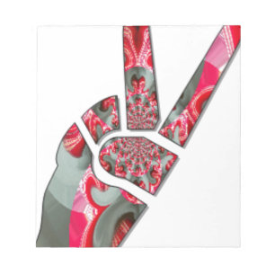 Hand peace sign notepad