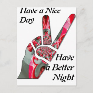 Hand peace sign postcard