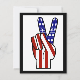 Hand Peace Sign - Red White & Blue Invitation