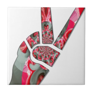 Hand peace sign tile