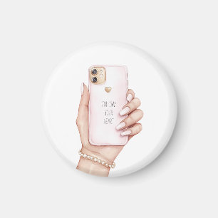 Hand phone chic pink nails magnet