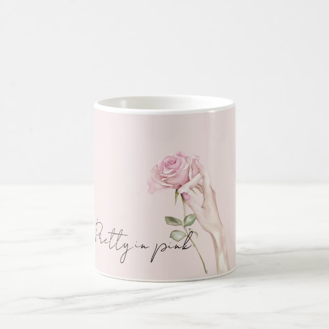 Hand Pink Rose Coffee Mug (Center)