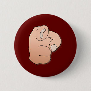 hand pointer 6 cm round badge