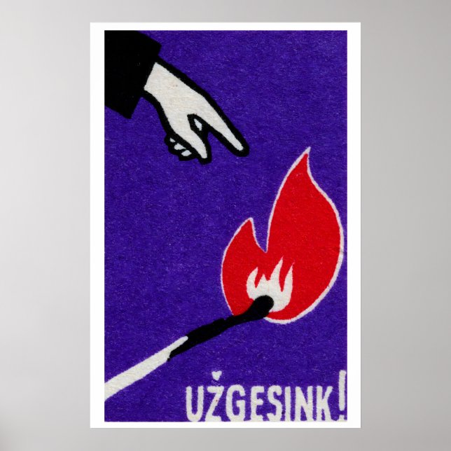 Hand Pointing at Flame Matchbox Art Print (Front)