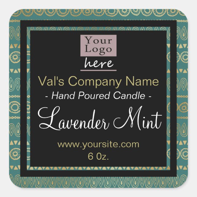 Hand Poured Candle Elegant Your logo Square Sticker (Front)
