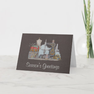 Hand Powered Sewing Machine Holiday Card