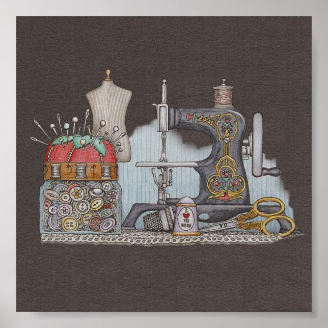 Hand Powered Sewing Machine Poster (Front)