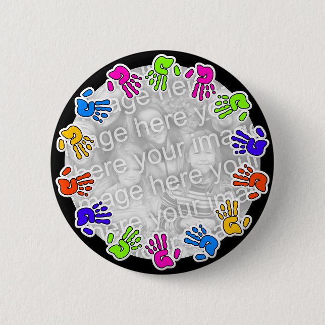 Hand Print Border 6 Cm Round Badge (Front)