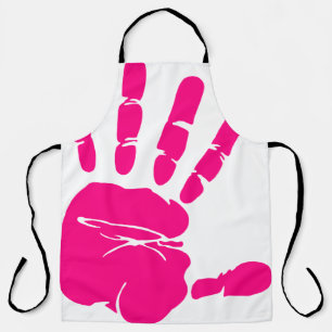 Hand print pink paint art palm apron