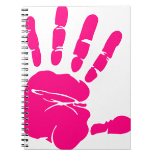 Hand print pink paint art palm notebook
