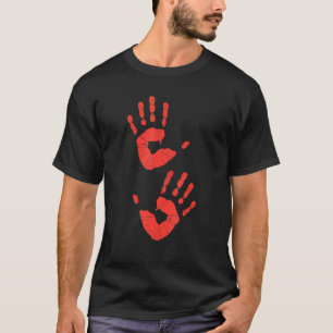 Hand Print Red Creepy Spooky Gothic Cool T-Shirt