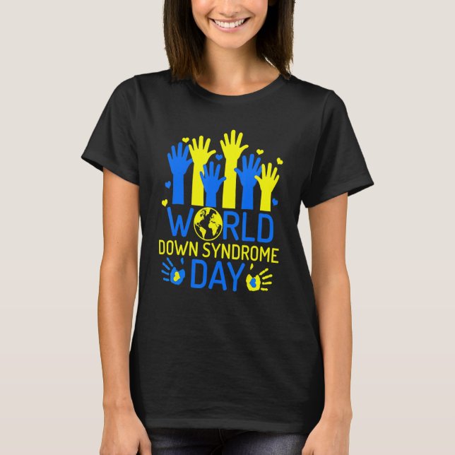 Hand Print Socks World Down Syndrome Awareness Day T-Shirt (Front)
